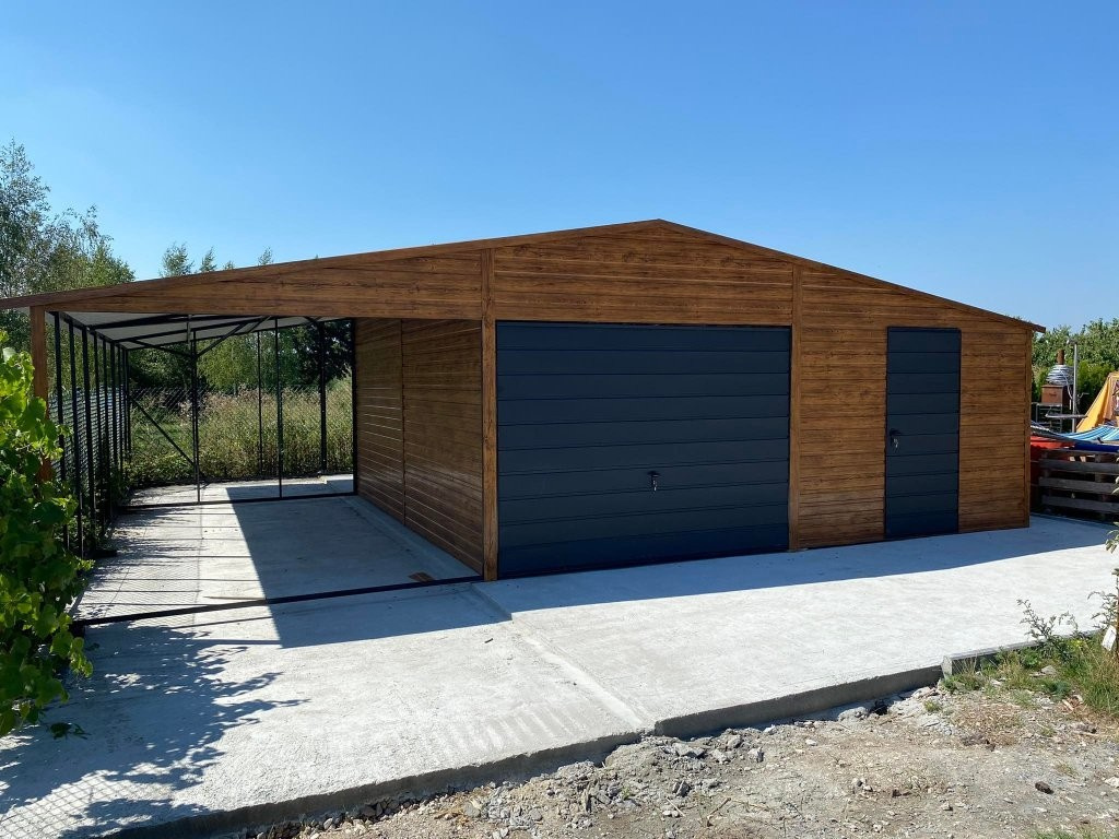 Garáž 6x6 + 3m přístřešek