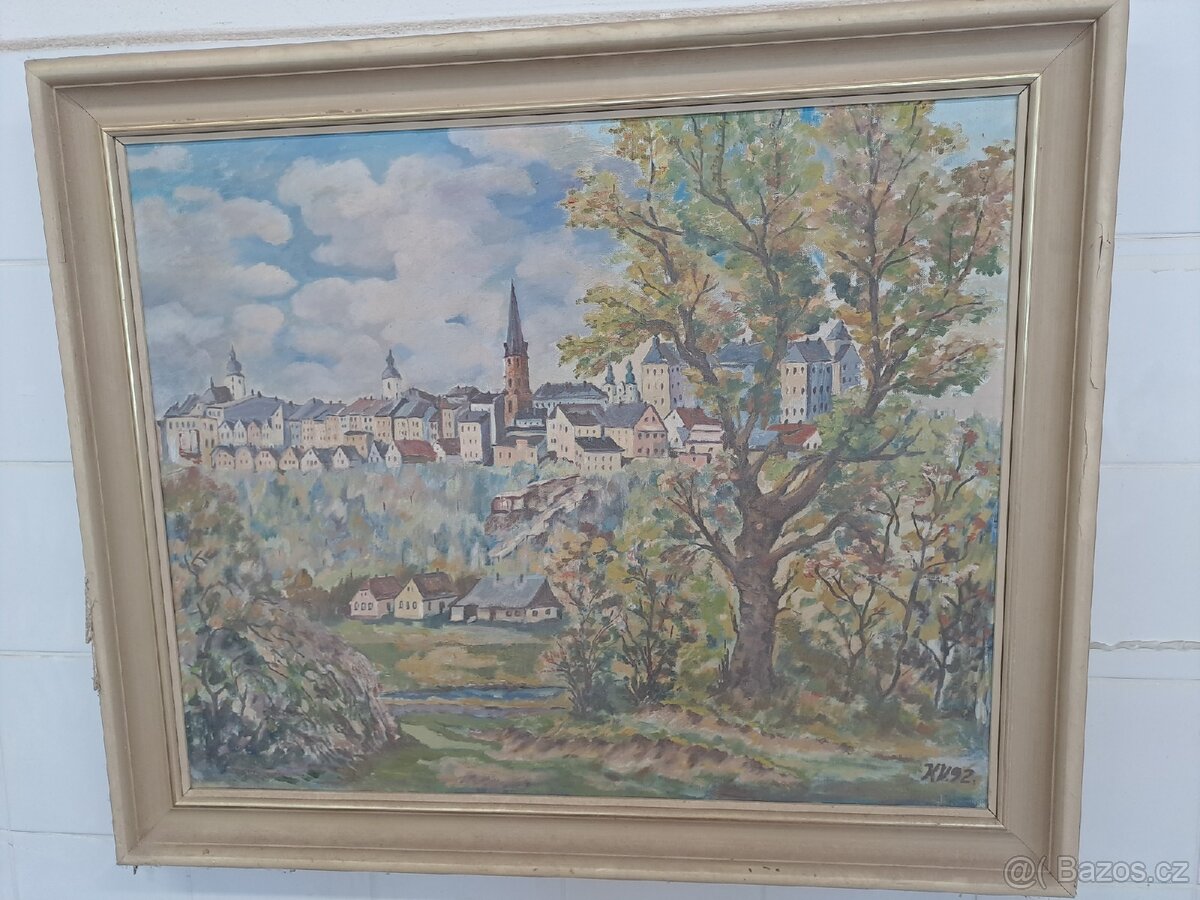 starožitný obraz olej na plátně 1892 rok