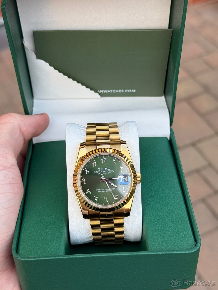 SeikoMod Gold DJ 36 olive arabic dial