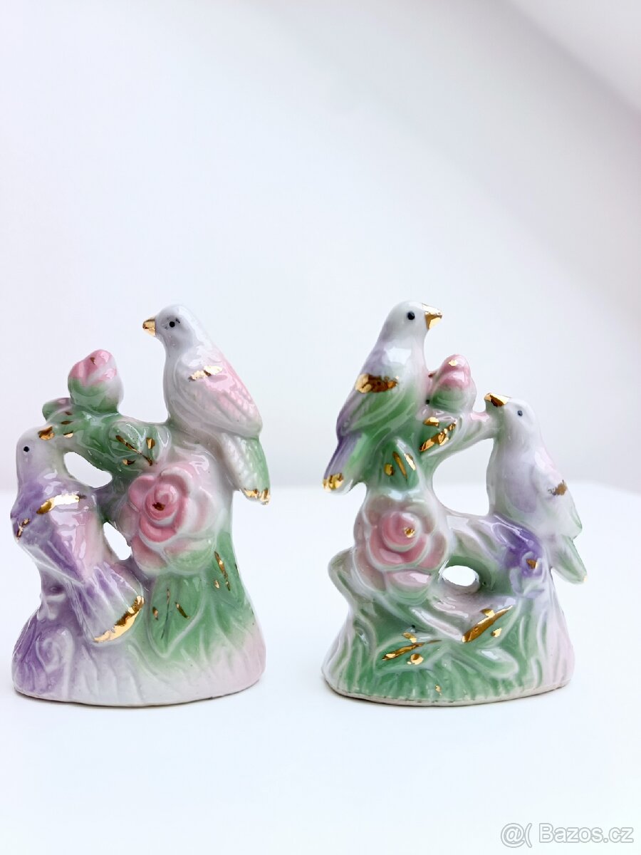 Porcelánové figurky ptáci