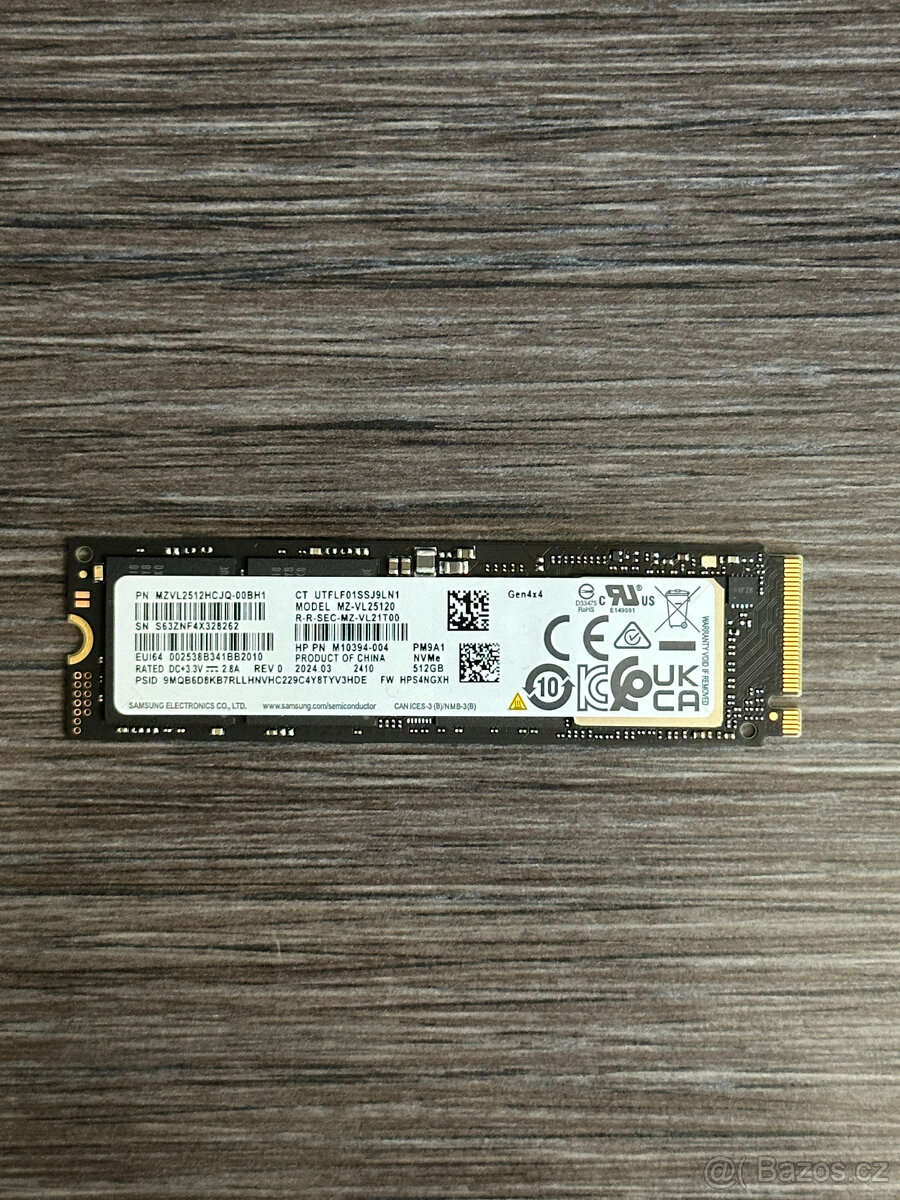 M.2 NVMe SSD, 256GB 512GB