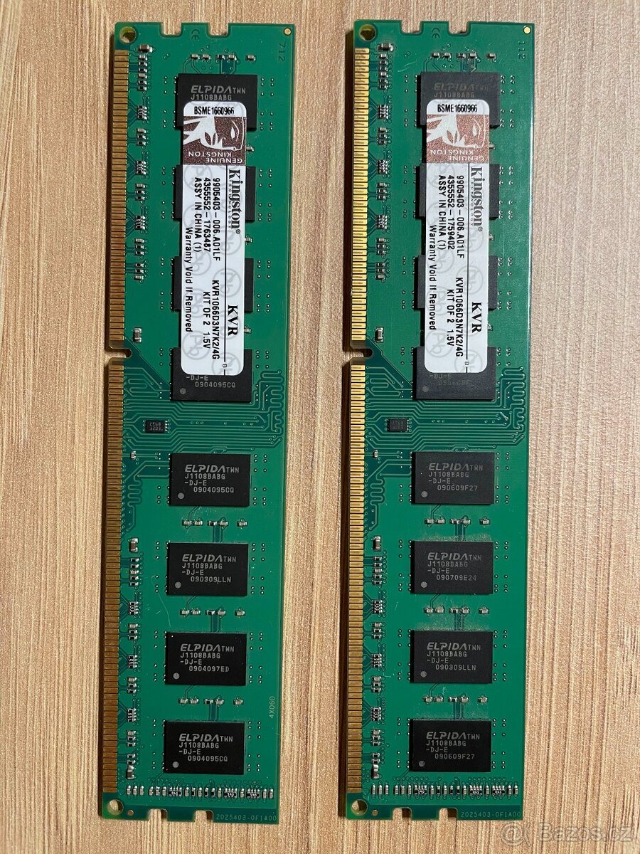 RAM Kingston 2GB x 2ks DDR3
