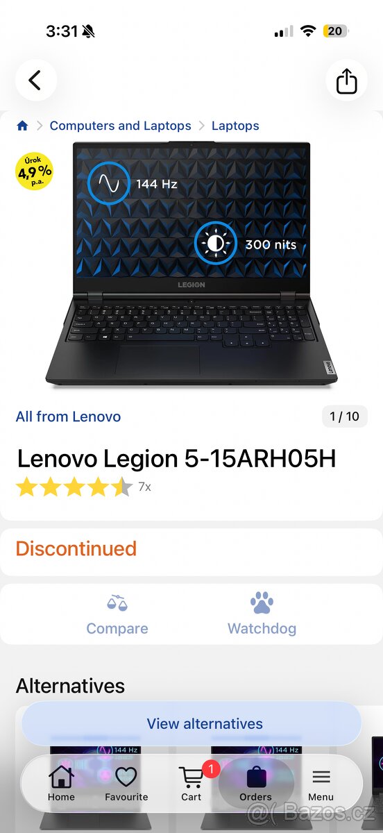 Herní notebook Lenovo Legion 5-15ARH05H