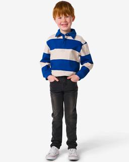 HEMA Kindersweater Polo Strepen Blauw (blauw)