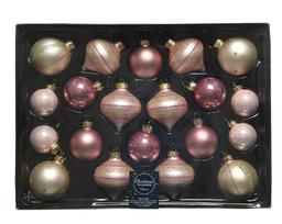 Kerstballenset glas 20 stuks roze