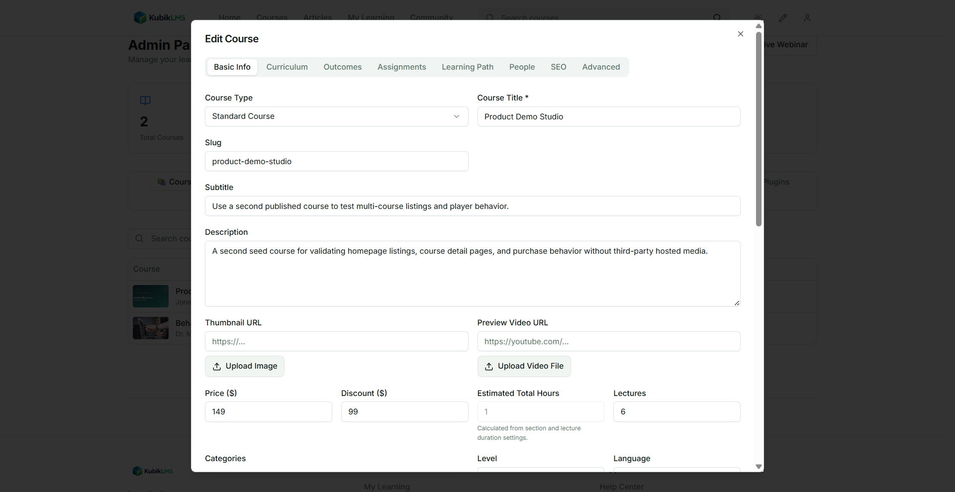 Course editor