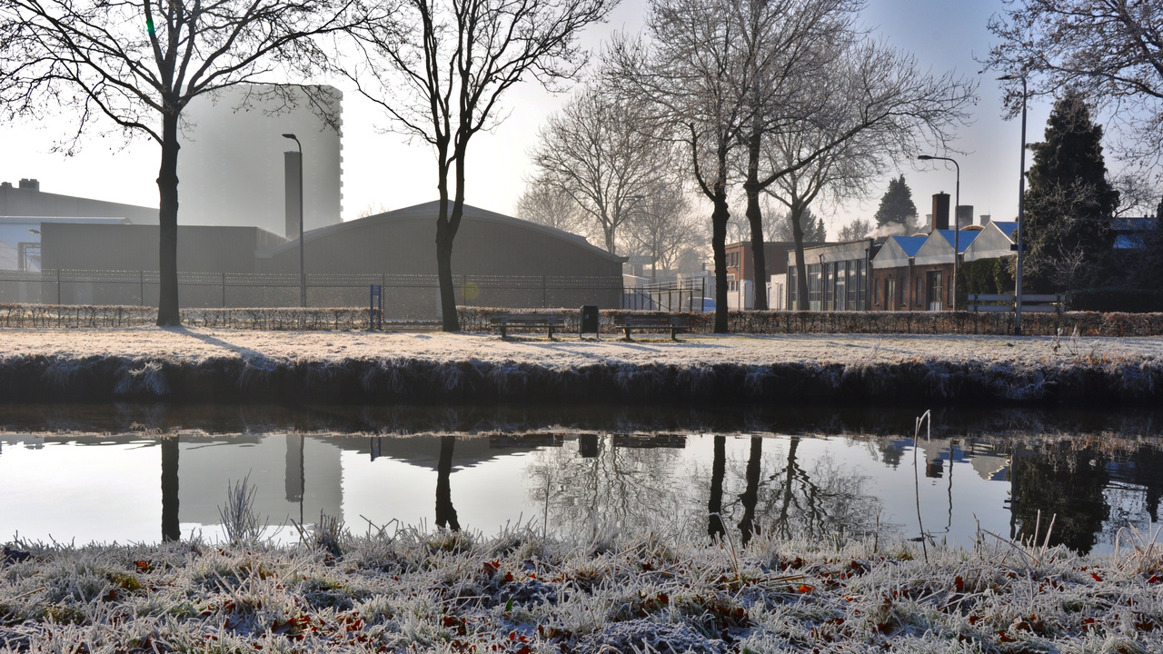 The end of the year draws near, and it brings a chilly canal view in Tilburg, The Netherlands.