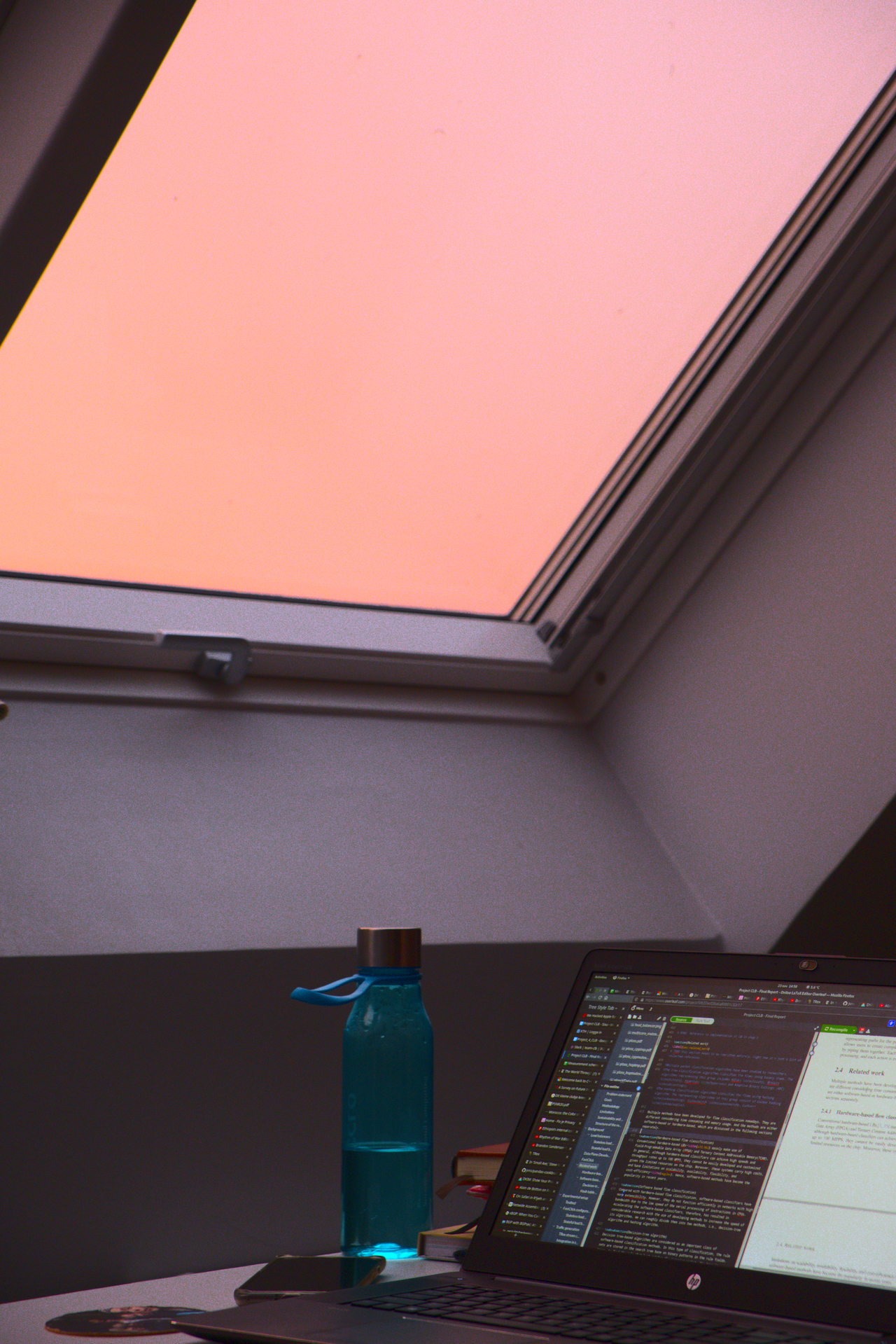 The room in which I have been working all semester long, during one of the beautiful sunsets.