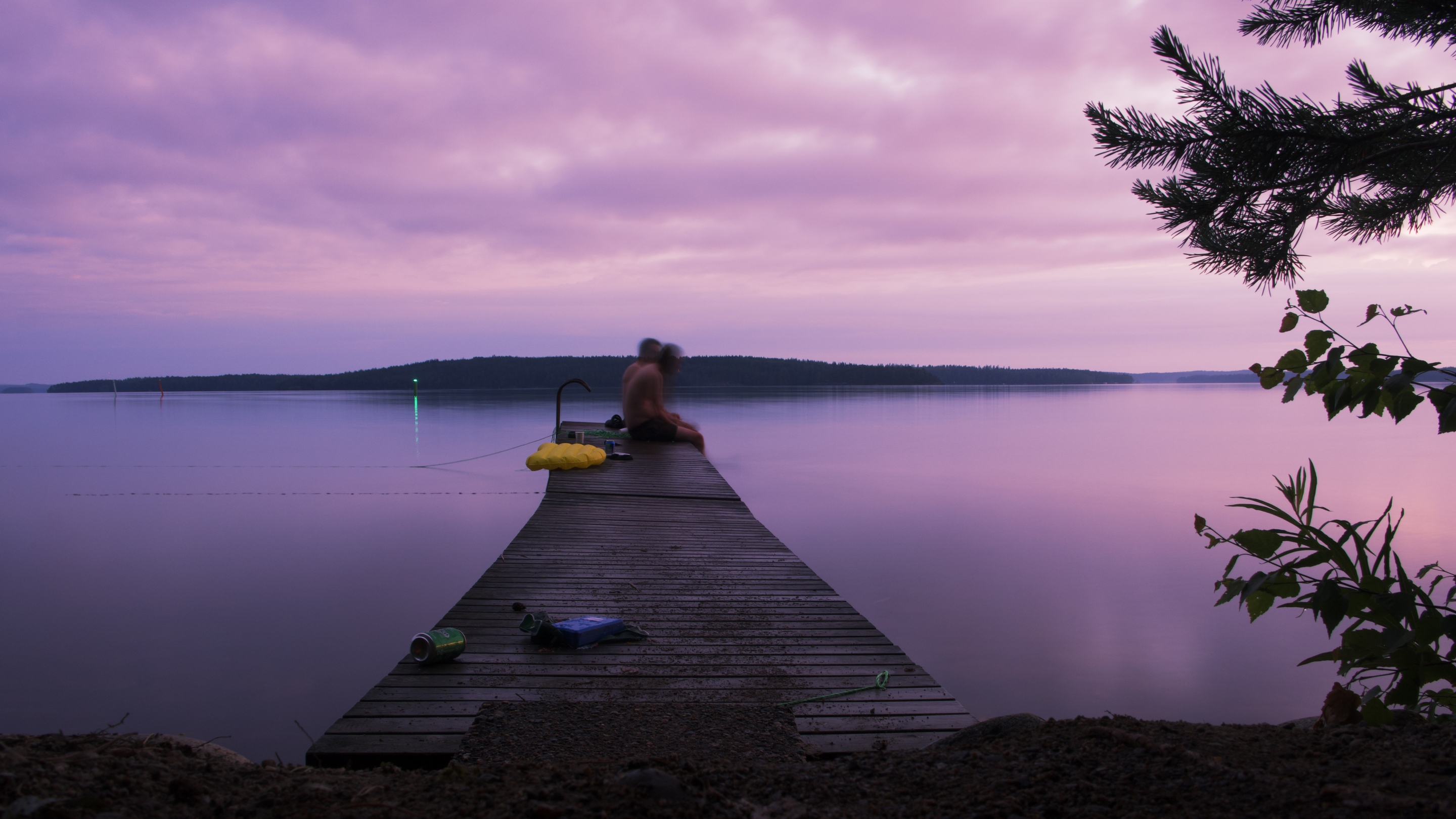 Finnish lake at night around midsummer, 2021.