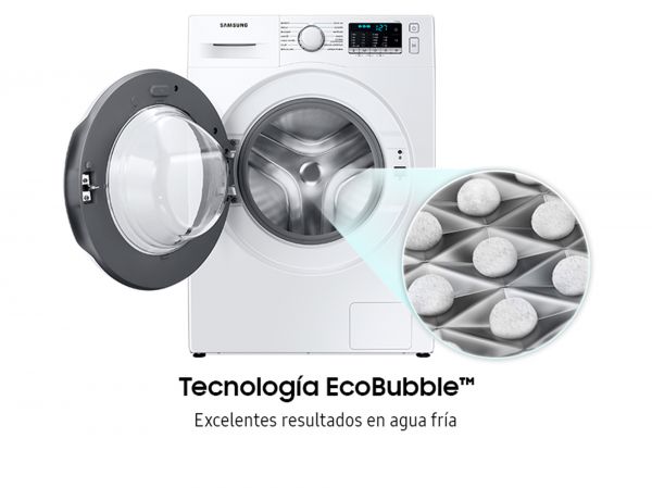 Representación Indirecto incrementar Lavadora Samsung Tecnología Eco Bubble™ 8 kg 1400 rpm blanco WW80TA046TE/EC