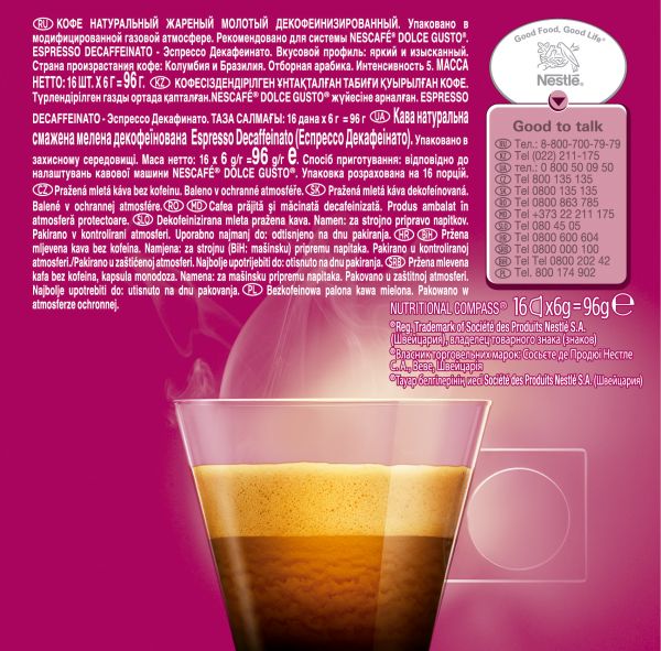 Cápsulas Dolce Gusto® Nescafé® - Café con Leche Descafeinado - 16
