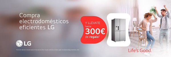 Compra electrodomésticos eficientes de LG y llevate hasta 300€
