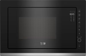 Microondas + Grill Integrable BMGB 25333 X de Beko con menús de Autococción y Descongelación. Negro Premium