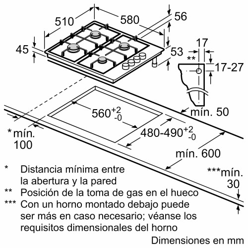 3ETG663HB Placa de gas  Balay Electrodomésticos ES