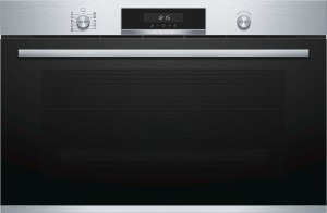 Horno multifunción pirolítico Bosch de 90 cm Cristal negro con acero inoxidable VBD5780S0