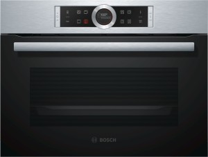 Horno Bosch compacto multifunción pirolítico cristal negro con acero inoxidable CBG675BS3