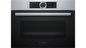 Horno Bosch compacto multifunción cristal negro con acero inoxidable CBG633NS3