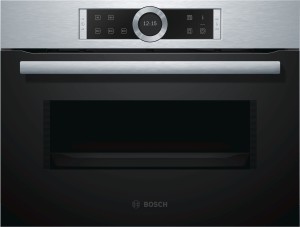 Microondas Bosch con tecnología Innowave Maxx cristal negro con acero inoxidable CFA634GS1