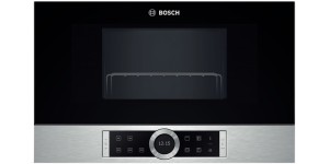 Microondas Bosch con Tecnología Innowave Maxx Cristal negro con acero inoxidable BER634GS1