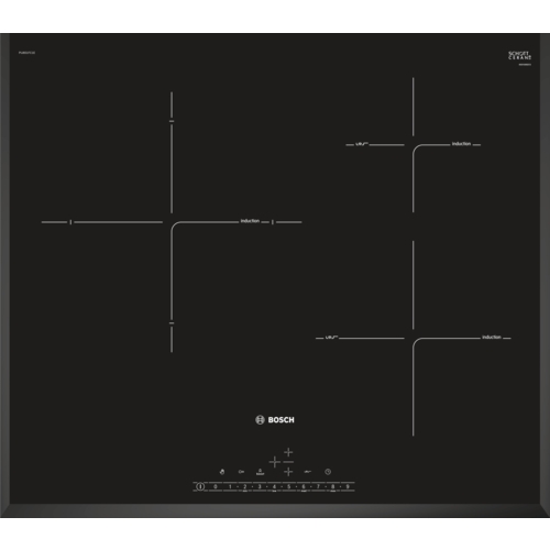 Placa de inducción Bosch, 60 cm, negro, Serie 6, PIJ651FC1E