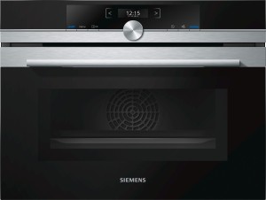 Horno multifunción Siemens con microondas cristal negro con acero inoxidable CM633GBS1