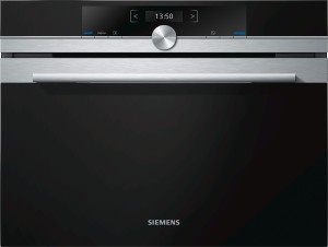 Microondas Siemens con tecnología innoWave2 cristal negro con acero inoxidable CF634AGS1