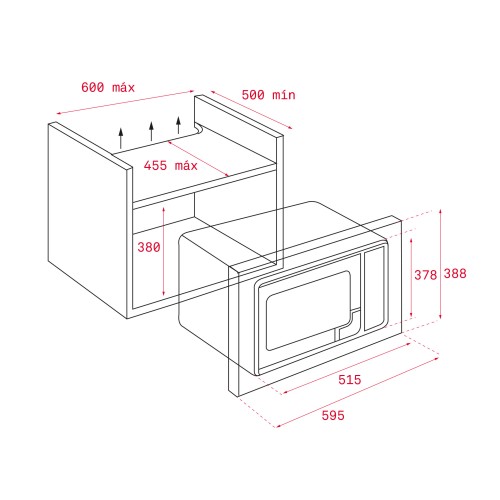 Microondas de integración + Grill de 25L