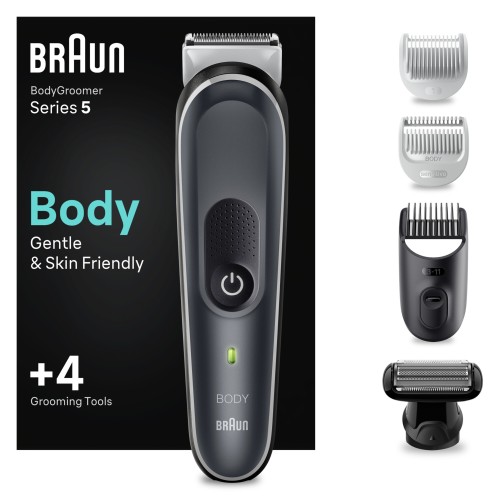 Braun Recortadora Corporal Series 5 5360, Recortadora Corporal Para Hombres, Pecho, Axilas, Ingles, Depilación Masculina Y Más, Incluye Peines De 1 A 11 mm, Tecnología SkinShield, Afeitado Apurado, Resistente Al Agua, 100 Min Autonomía Inalámbrica