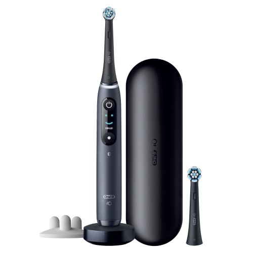 Oral-B iO 8S Cepillo Eléctrico Negro, Con 2 Cabezales Y 1 Estuche De Viaje, Diseñado Por Braun