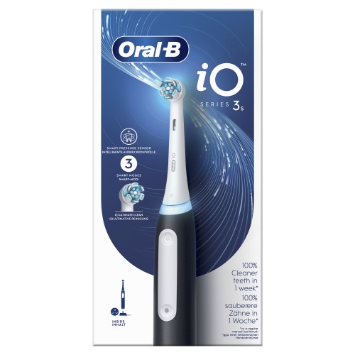 Oral-B iO 3S Cepillo De Dientes Eléctrico, Con 1 Cabezal, Diseñado Por Braun Negro