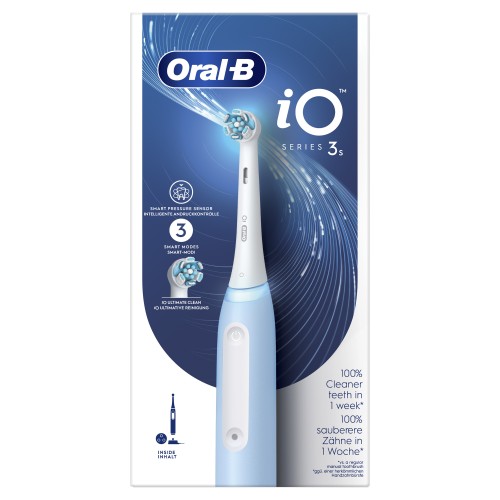 Oral-B iO 3S Cepillo de Dientes Eléctrico Azul, con 1 Cabezal, Diseñado por Braun