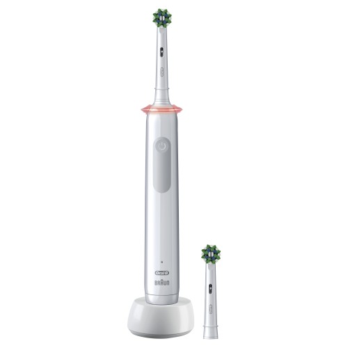 Oral-B Pro 3 3000 Cepillo de Dientes Eléctrico Blanco, con 2 Cabezales de Cepillo de Dientes, Diseñado Por Braun