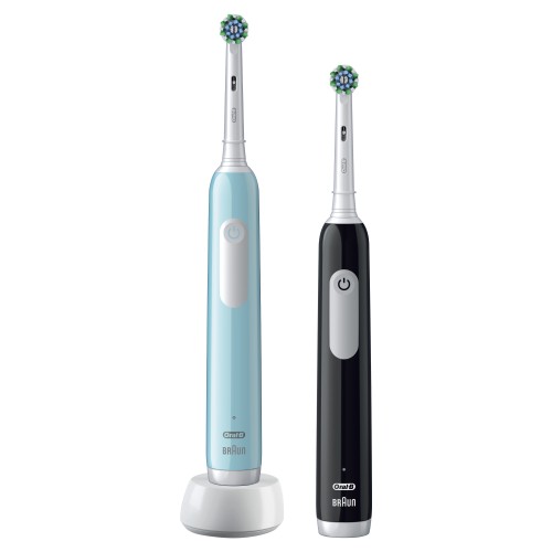 Oral-B Pro Series 1 Pack Doble, Cepillos De Dientes Eléctricos Azul Y Negro, 2 Cabezales, Diseñado Por Braun