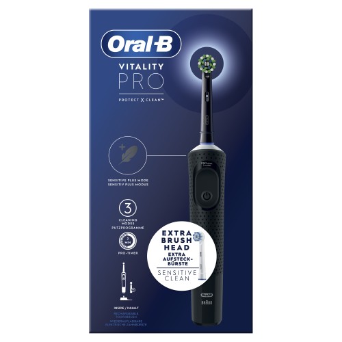 Oral-B Vitality Pro Cepillo Eléctrico Negro, Con 2 Cabezales, Diseñado Por Braun
