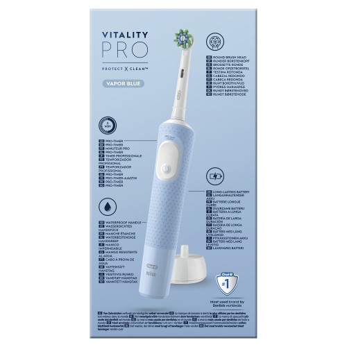 Oral-B Vitality Pro Cepillo de Dientes Eléctrico Azul, con 1 Cabezal, Diseñado por Braun