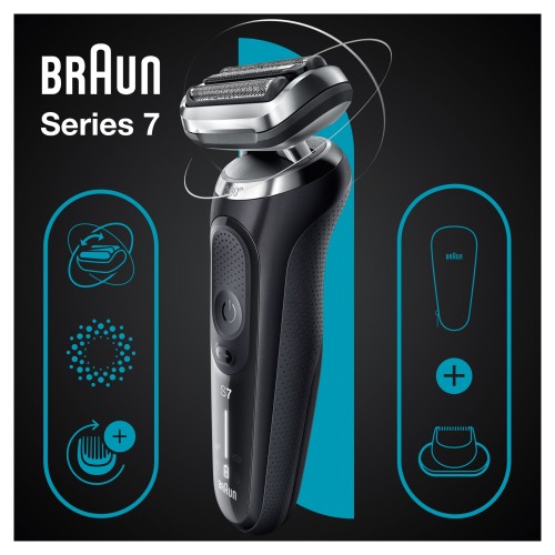 Braun Series 7 71-N1200s Afeitadora Eléctrica Para Hombre Con Recortadora De Precisión EasyClick, 360° Flex, Uso En Seco Y En Mojado, Recargable, Inalámbrica, Negra
