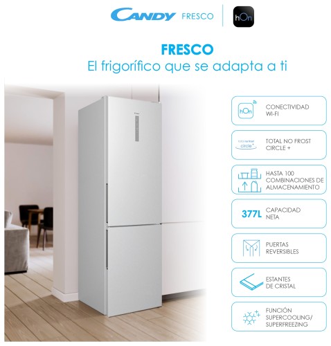 Frigorífico combi Candy Total No Frost 2m de alto x 60 cm de ancho D WiFi 34005172 - CCE7T620DS