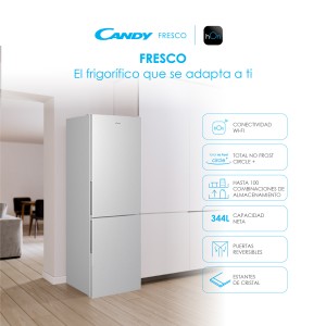 Frigorífico combi Candy 2 puertas Total No Frost 1,85 M alto - 60 cm ancho E WiFi Blanco 34004855 - CCE4T618EW.