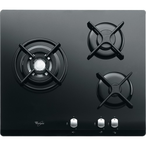 Placa de gas Whirlpool cristal negro AKT 404 NB