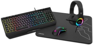  PACK GAMING KROM KENYA/ TECLADO RGB + RATÓN ÓPTICO + ALFOMBRILLA + AURICULARES 