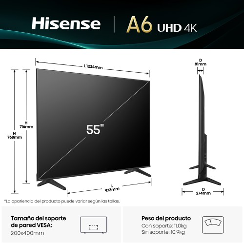 Televisor Hisense 55A6Q 55