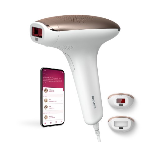 Depiladora IPL luz pulsada Philips Lumea SC1997/00 Serie 7000, APP, 2 cabezales, cara y cuerpo