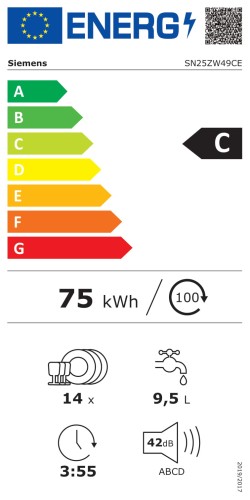 Lavavajillas Siemens de libre instalación SN25ZW49CE Blanco 60 cm.