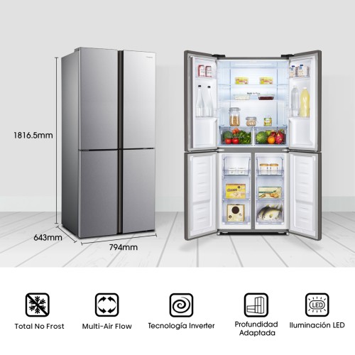 Frigorífico Americano Hisense RQ515N4AC2  Cross Door Inox