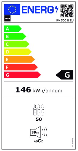 Vinoteca Teka RV 500 B con capacidad para 50 botellas con control electrónico y temperatura ajustable