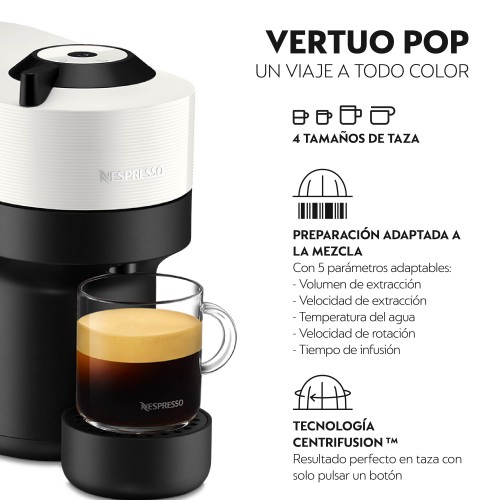 Cafetera cápsulas Krups XN920110 Vertuo Pop coconut white Nespresso 