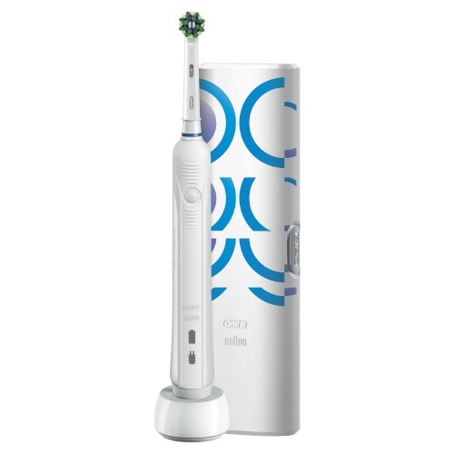 Oral-B Pro 1 750 Cepillo Eléctrico Blanco, Con 1 Estuche De Viaje Y 1 Cabezal, Diseñado Por Braun