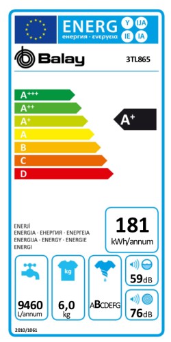 Lavadora carga superior Balay de blanco 3TL865