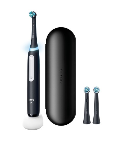 Oral-B iO 3 Cepillo de Dientes Eléctrico Negro, Pack Regalo 2 recambios Ultimate Clean