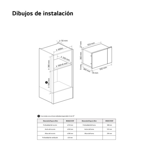 Microondas integrable LG MG7Z2593D 25L inox C/G